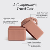 Eco-Friendly Shampoo & Conditioner Bar Travel Case | Dual Compartment, TSA-Approved